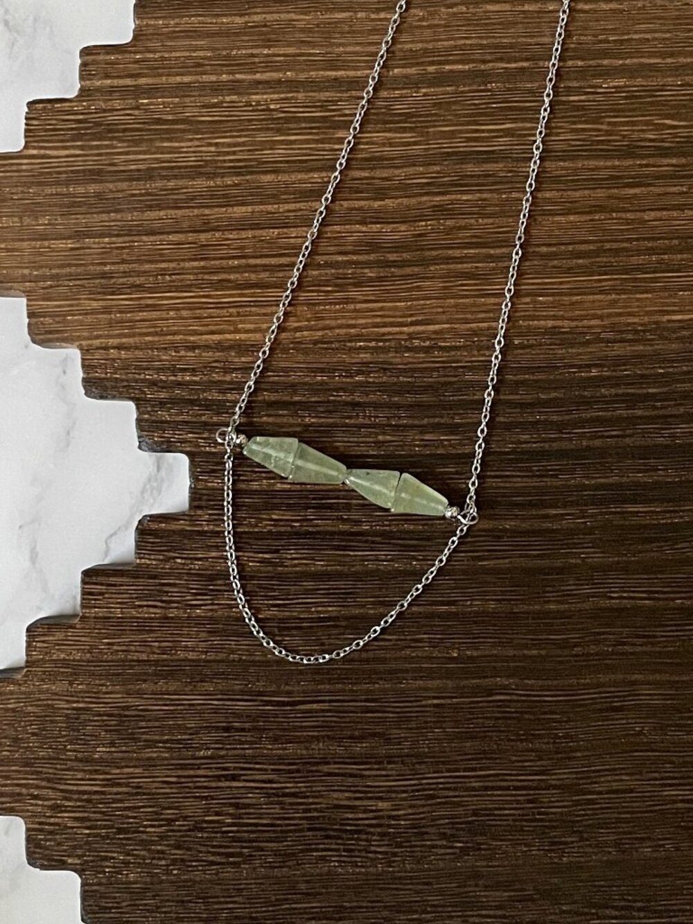Handmade Yucca Point Natural Stone Western Bar Necklace Silver 16 inch
